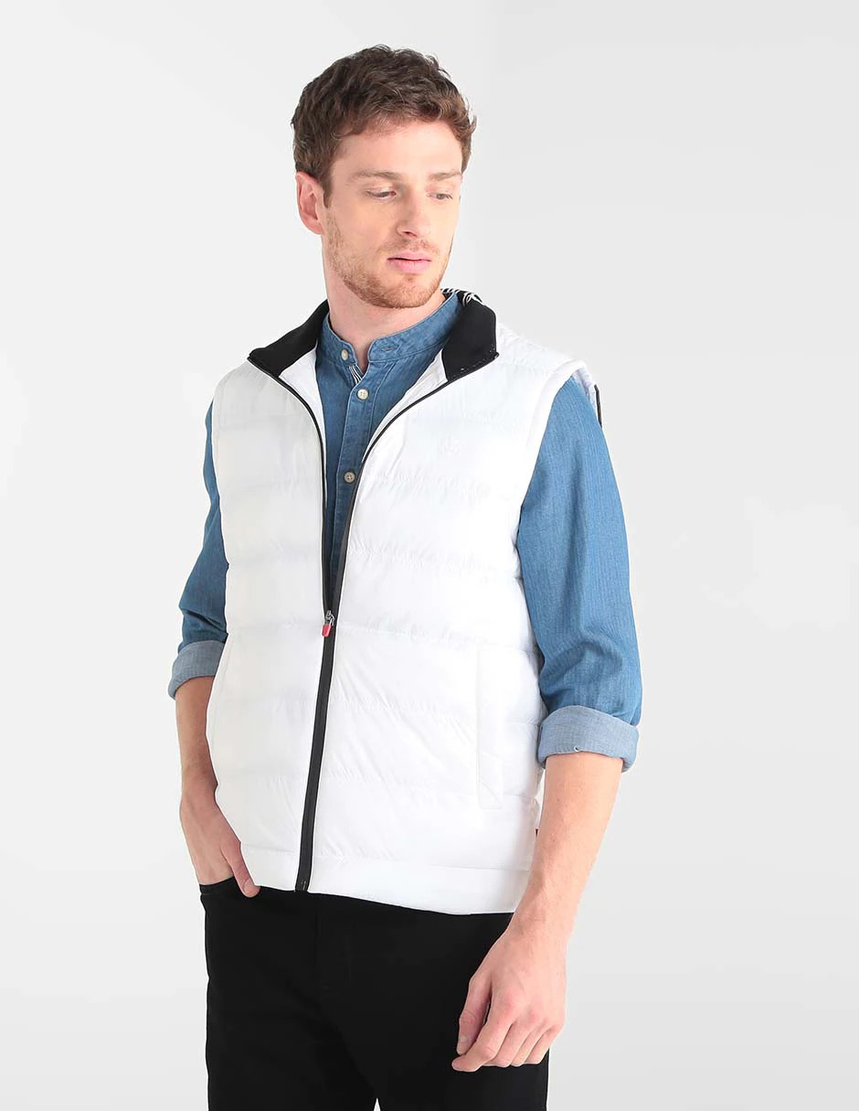 Chaleco impermeable de piel capitonado para hombre